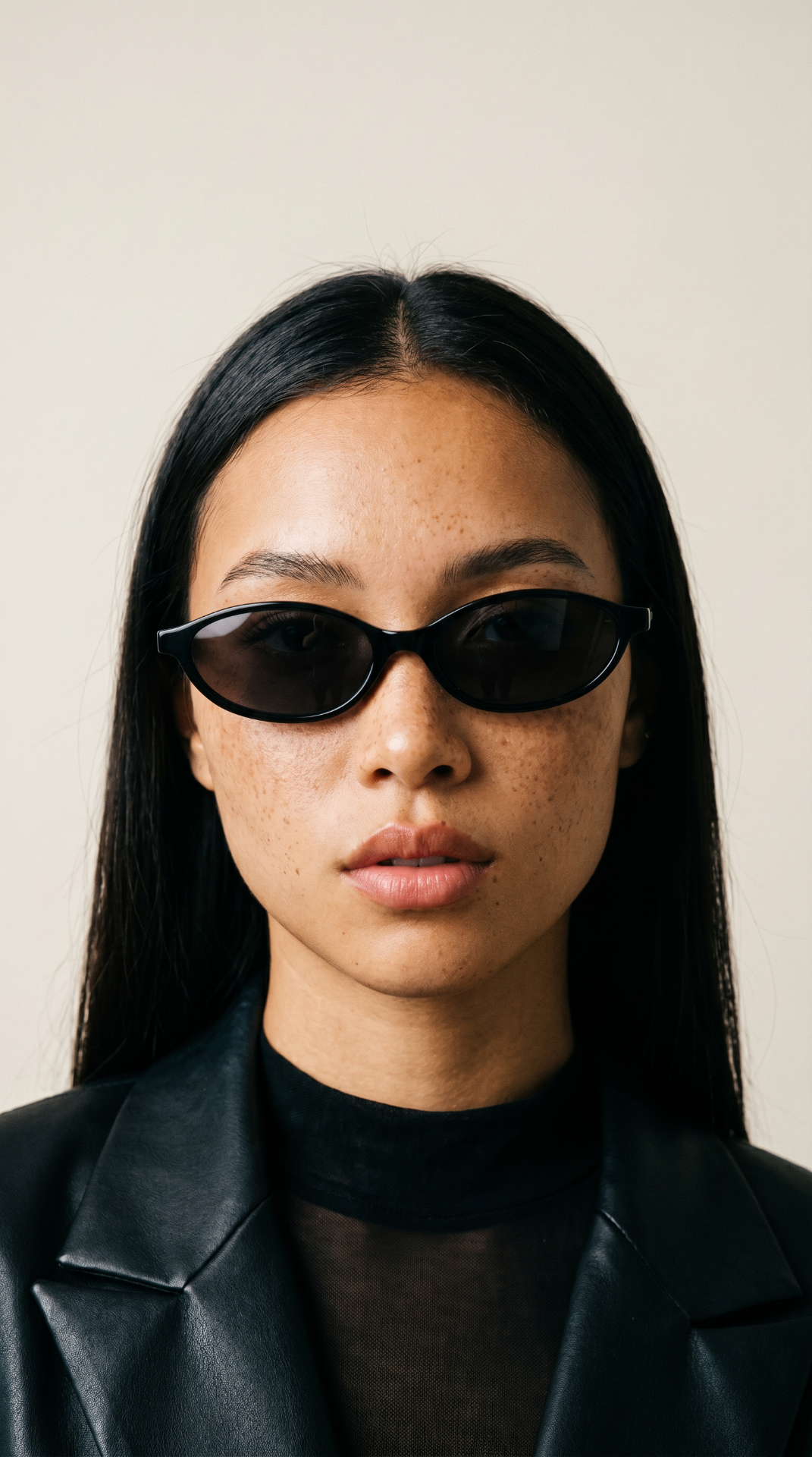 Model wearing HAGA handcrafted Italian acetate sunglasses from GAU Stockholm